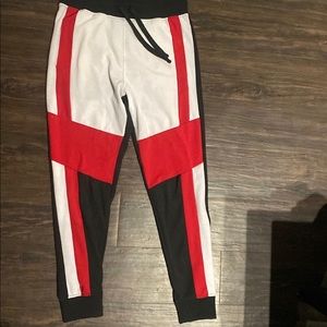 Red white and black Rebel Mind joggers